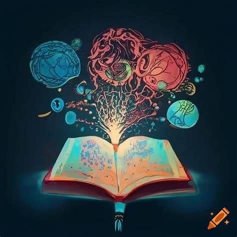 Illustration of books representing intelligence and ideas on Craiyon