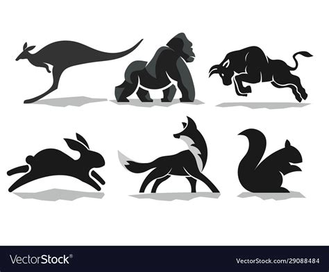 Animal silhouette logo set Royalty Free Vector Image