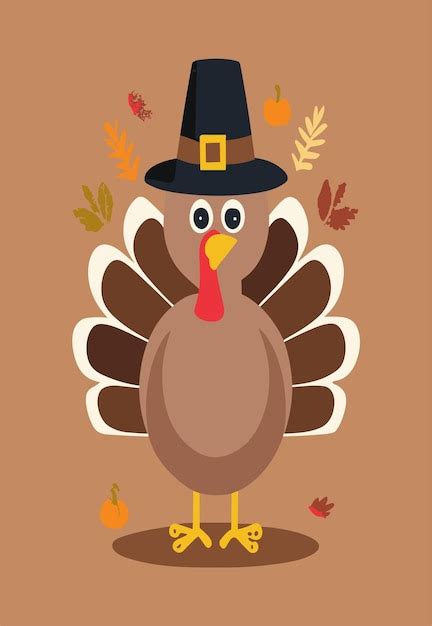 Premium Vector Turkey Happy Thanksgiving Design Clipart 2D Vector