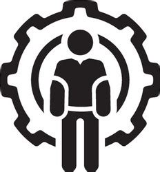 Mechanical Engineering Icon Man And Gears Vector Image