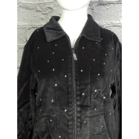 Vintage Quacker Factory Black Velour Jacket W Rhines Gem