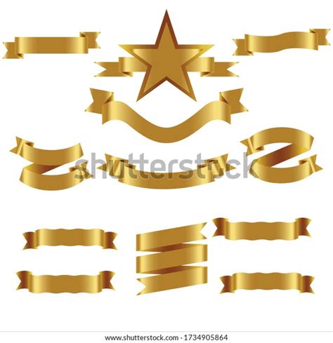 Gold Ribbon Set Isolated Celebration Winner Stock Vector Royalty Free 1734905864 Shutterstock