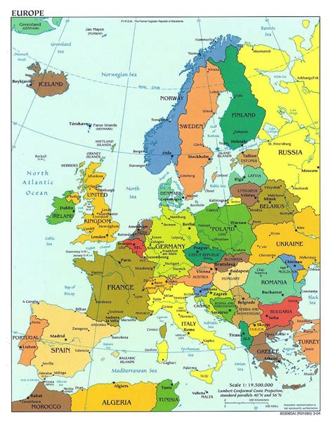 Large political map of Europe with capitals and major cities - 2004 ...