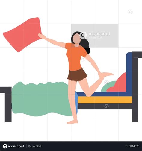 Best Young girl getting up from bed Illustration download in PNG ...