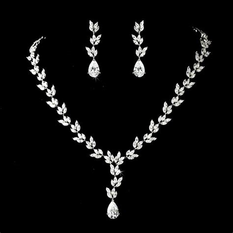 Cubic Zirconia Leaf Design Bridal Jewelry Set Bridal Jewelry Sets Wedding Necklace Bridal