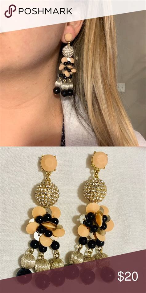 J Crew Blush And Black Statement Earrings Black Statement Earrings