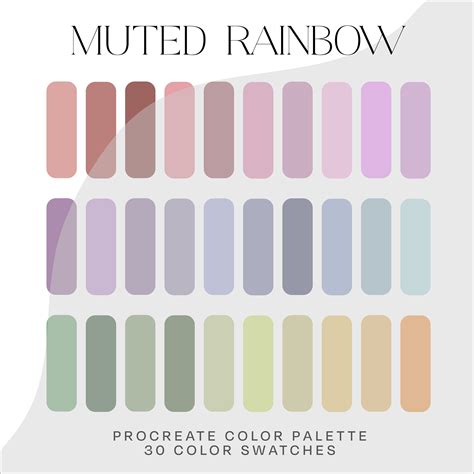 Muted Rainbow Procreate Color Palette // Procreate Color Palette ...