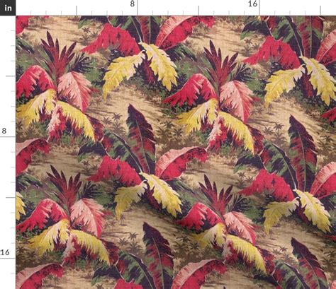 Vintage Tiki Fabric Art Deco Tropicale By Fischkandi Etsy