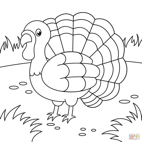 Cartoon-style turkey coloring page | Free Printable Coloring Pages