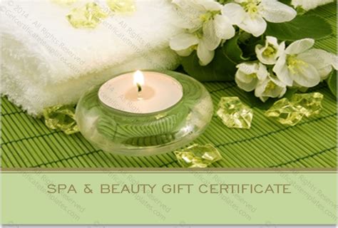 Spa Day T Certificate Template 6 Templates Example Templates