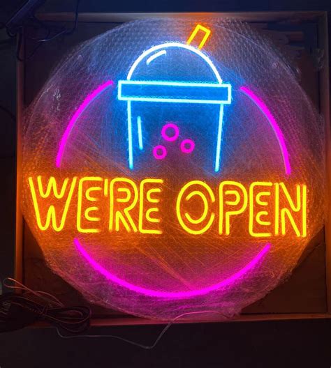 Boba Neon We Re Open Neon Boba Tea Neon Signs Custom Etsy