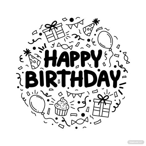 Happy Birthday Doodle Vector In Illustrator SVG EPS PNG