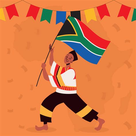 Man With South Africa Flag 11126359 Vector Art At Vecteezy