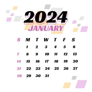 Design Transparente De Calendário De Janeiro De 2024 Vetor PNG