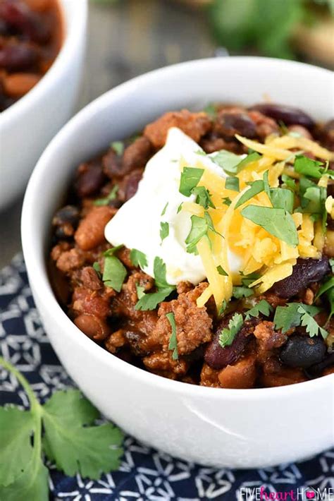 Crockpot 3-Bean Chili with Beef • FIVEheartHOME