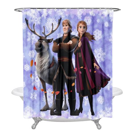 Frozen Elsa And Anna Princess Shower Curtain Polyester Fabric Shower