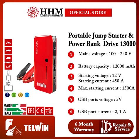 Telwin Portable Jump Starter And Power Bank Drive