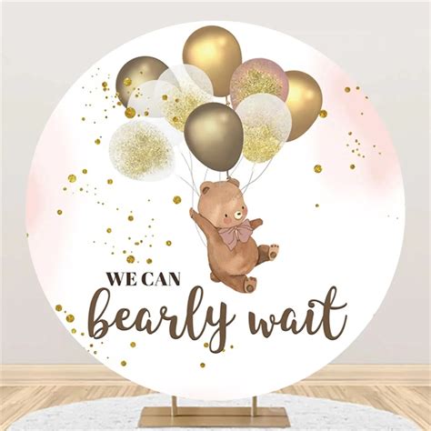 Hot Air Balloon Bear Birthday Party Round Backgrounds For Photography Baby Shower Birthday