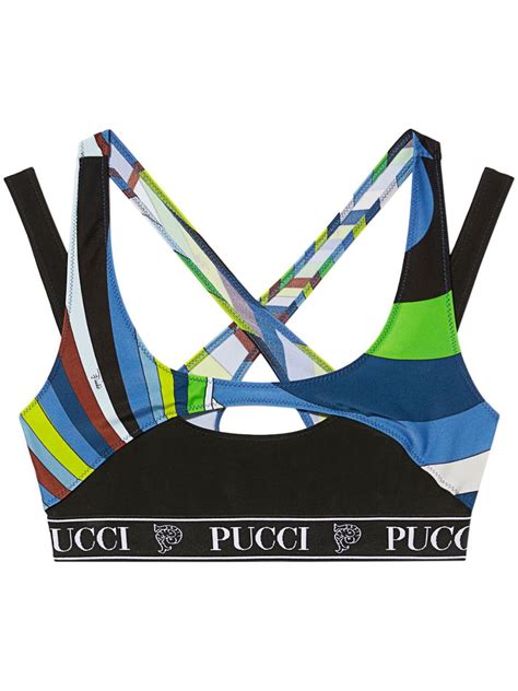 Pucci Iride Print Cut Out Crop Top Black Farfetch Uk