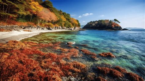 Autumn Scenery On A Beach In Japan Background, Autumn Sea In Kanagawa ...