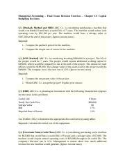 Managerial Accounting Final Exam Revision Exercises Chapter Capital