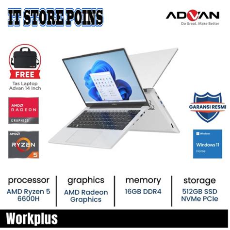 Jual Advan Workplus Ryzen H Gb Gb Ssd Fhd Ips W Silver