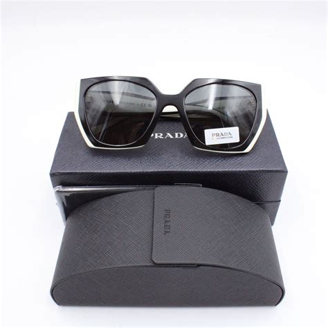 Prada Spr W Sunglasses With Black Talc Square Frames And Dark Grey