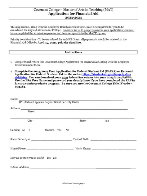 Fillable Online Mat Financial Aid Application Fax Email Print