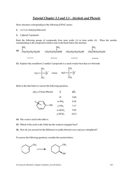 Tutorial Chapter Alcohols And Phenols Test Items For McMurrys