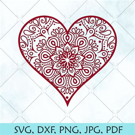 Heart Mandala SVG / Heart Design SVG / Heart zentangle | Etsy