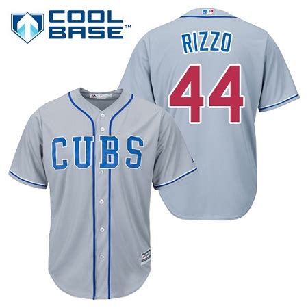 Cubs Rizzo Men's Road Jersey Grey