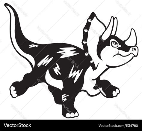 Cartoon triceratops black white Royalty Free Vector Image