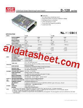 D-120A Datasheet(PDF) - Mean Well Enterprises Co., Ltd.