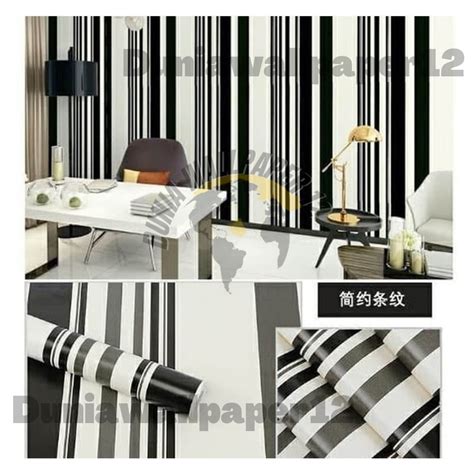 Jual Cod Dunia Wallpaper Sticker Dinding Motif Garis Hitam Cream