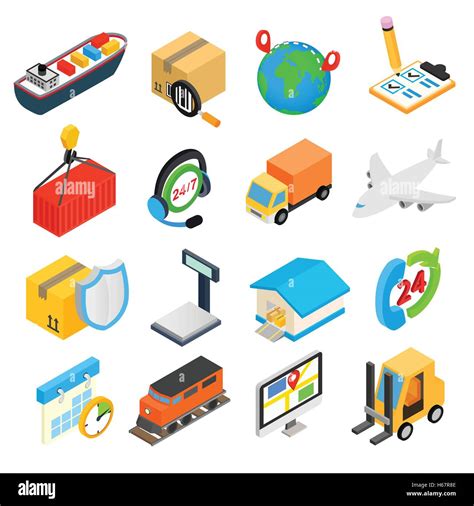 Logistics Isometric 3d Icons Stock Vector Art And Illustration Vector