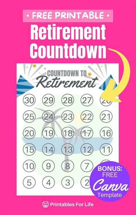 FREE Retirement Countdown Calendar Printable - Printables For Life