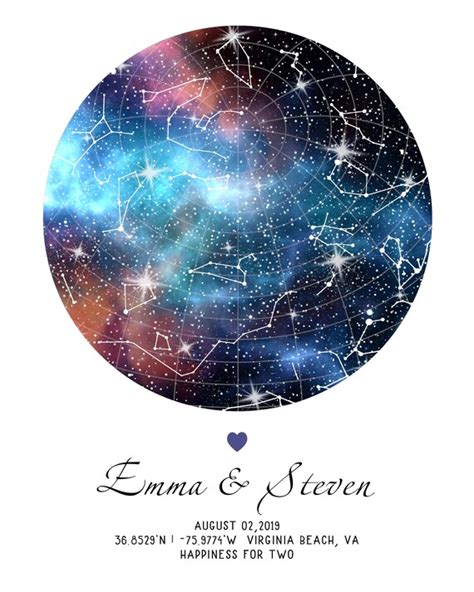 Custom Star Map Poster Wedding Anniversary T Night Sky Etsy