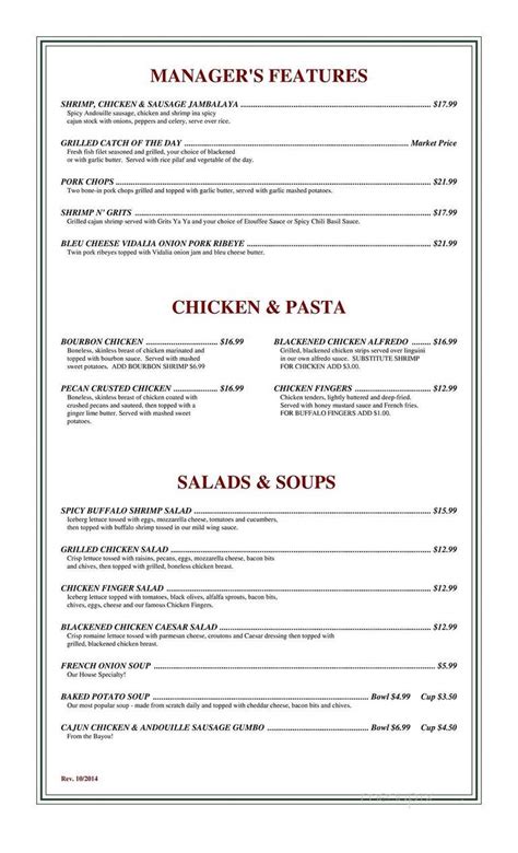 Menu of Malone's Bar & Grill in East Point, GA 30344