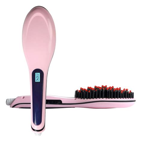 Coastacloud Pink Straightening Brush Digital Lcd Electric Hair