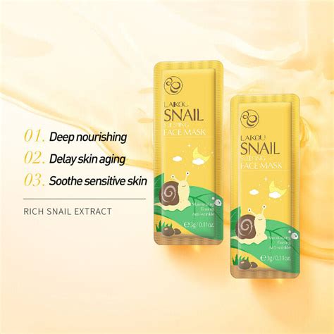 5pcs Snail Face Mask No Washing Portable Travel Anti Wrinkle