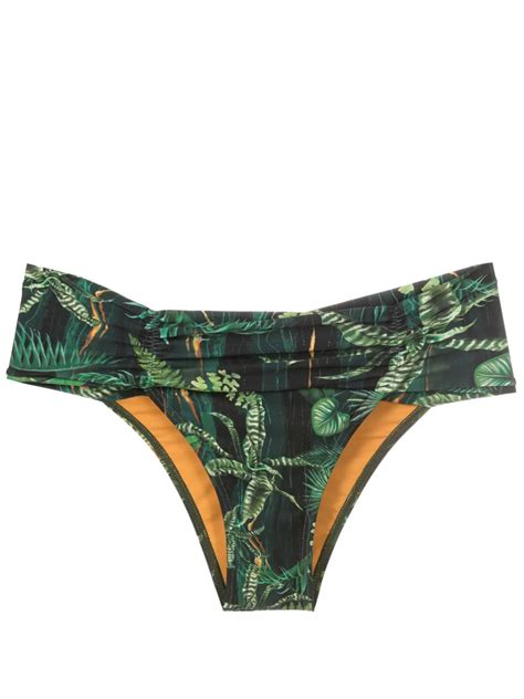 Lygia Nanny Jasper Leaf Print Bikini Bottoms In Green Modesens