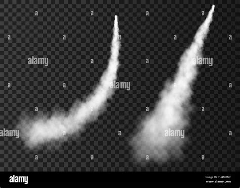 Smoke From Space Rocket Launch Foggy Plane Trail Isolated On