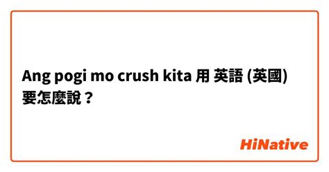 Ang Pogi Mo Crush Kita用 英語 英國 要怎麼說？ Hinative