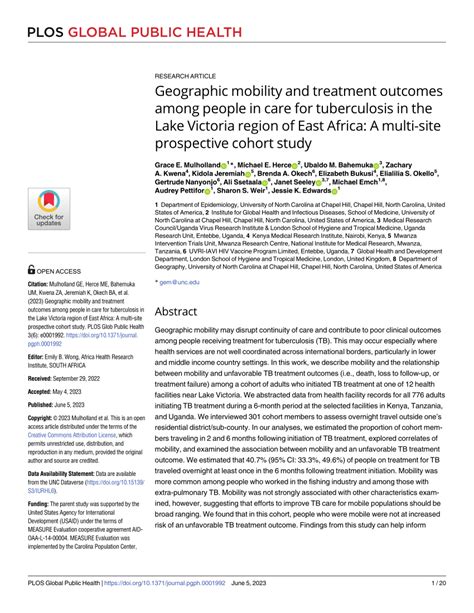 Pdf Geographic Mobility And Treatment Outcomes Among People In Care