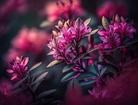 Premium Photo Fantasy Azalea Plants And Glowing Flowers Background