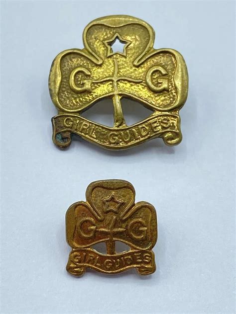 Vintage 1930s Small And Standard Sized Girl Guides Trefoil Promise Badge