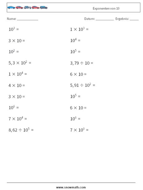 Exponenten Von Mathe Arbeitsbl Tter Mathe Arbeitsbl Tter Mathe