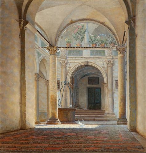 Johannes Martin Fastings Wilhjelm Interior From An Italian Cloister