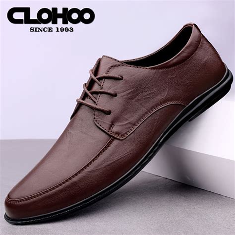 Clohoo Mens Personalized Leather Dress Shoes Customizable Lightweight