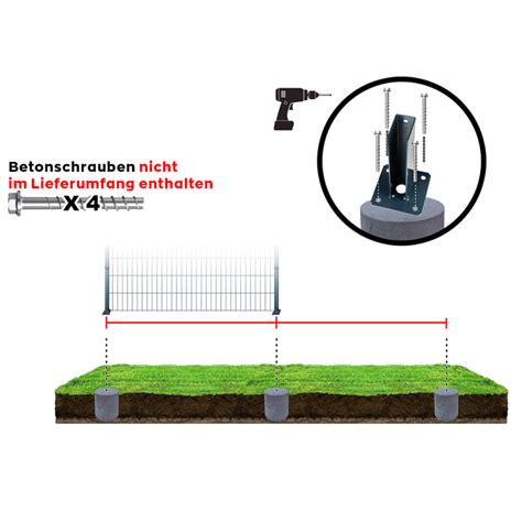 Fußplatte Bodenplatte Dübel Adapter für Pfosten 60x40 Gitterzaun